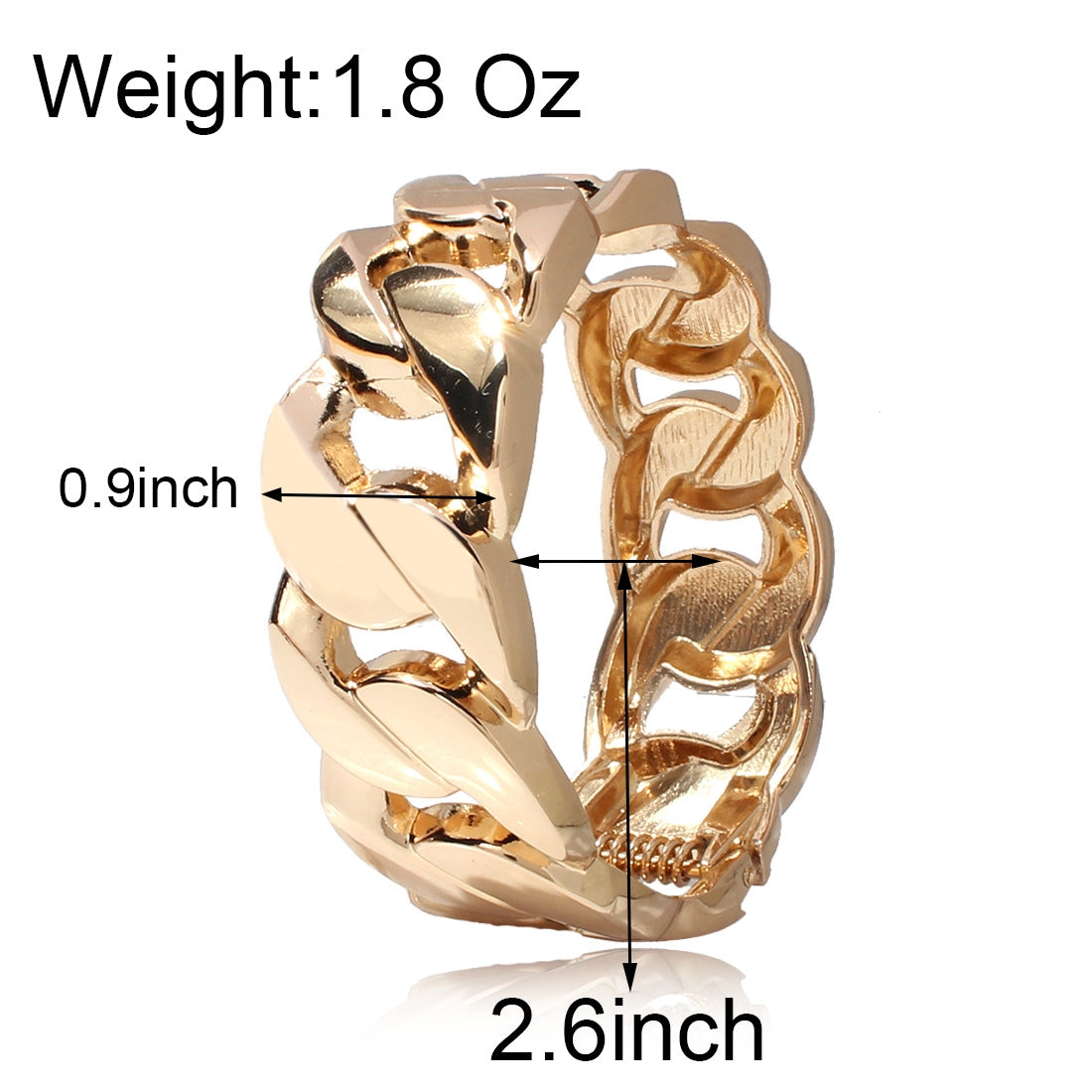 Exaggerated Simple Gold Alloy Chain Bangle for Women