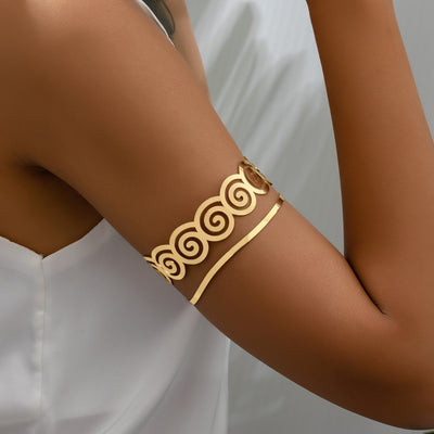 Exaggerated Geometric Alloy Open Cuff Arm Bracelet