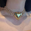 Exaggerated Heart Shape Rhinestone Zircon Triple Layer Choker Necklace