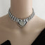 Exaggerated Heart Shape Rhinestone Zircon Triple Layer Choker Necklace