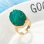 Exquisite Gold Oval Resin Ring with Imitation Natural Stone, Adjustable Wedding Jewelry