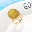 Exquisite Gold Oval Resin Ring with Imitation Natural Stone, Adjustable Wedding Jewelry