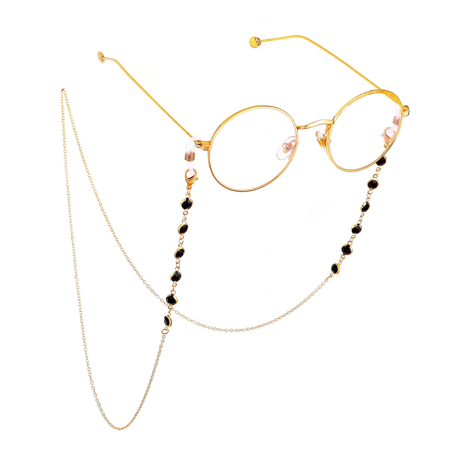 Chen Linong Style Black and White Glass Bead Handmade Eyeglasses Chain