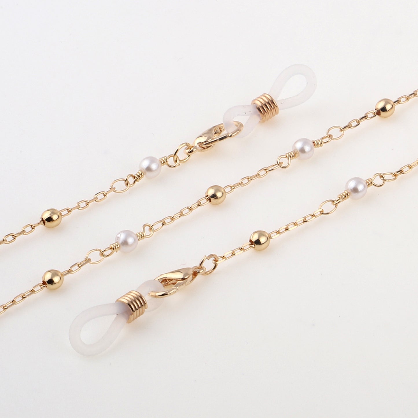 Fashion Sweater and Eyeglasses Chain with Golden Pearl Beads