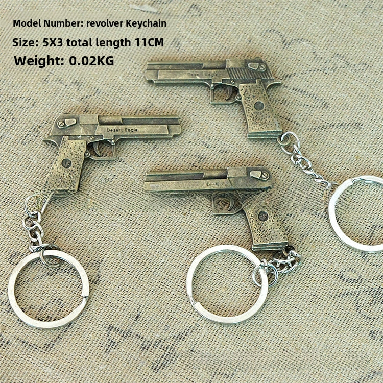 Metal Simulation Shell Pistol Tank Aircraft Keychain with Yellow Crane Tower Souvenir Design