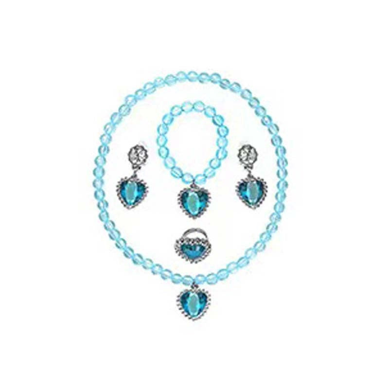 Factory Spot Frozen Princess Aisha Girl Dress-up Jewelry Diamond Necklace Bracelet Ring Earrings Set