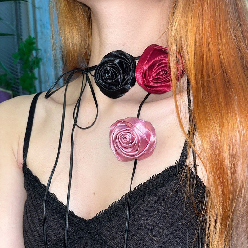 Fairy Style Vintage Rose Bowknot Choker Necklace for Women