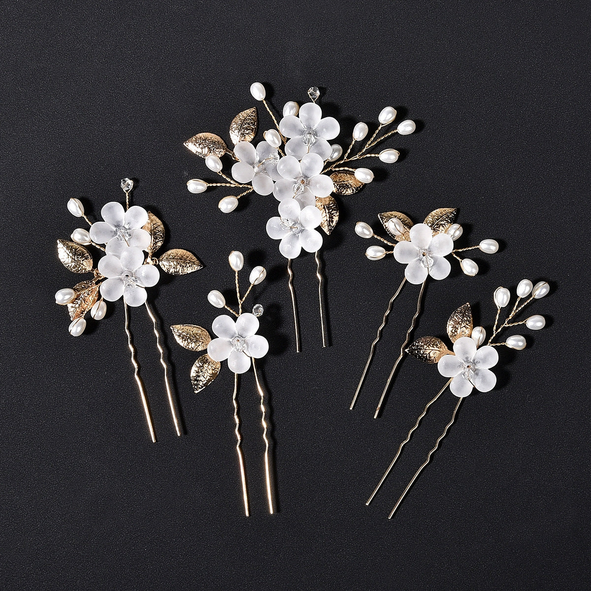 Floral Alloy Hairpin Set - U-Shaped Bridal Wedding Tiara Headwear