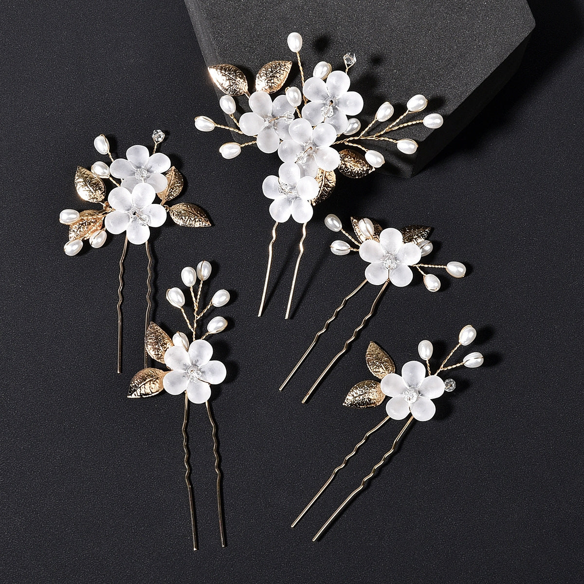 Floral Alloy Hairpin Set - U-Shaped Bridal Wedding Tiara Headwear