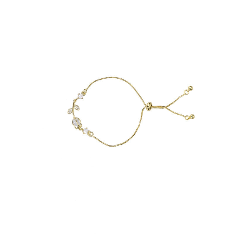 Fairy Flower Opal 18k Gold Plated Tulip Rose Bracelet