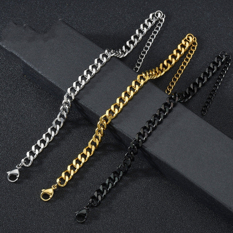 18K Gold Plated Unisex Cuban Chain Titanium Steel Bracelet