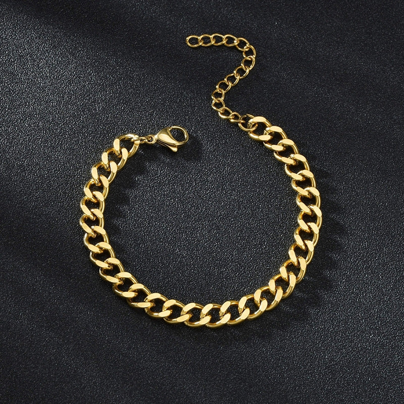 18K Gold Plated Unisex Cuban Chain Titanium Steel Bracelet