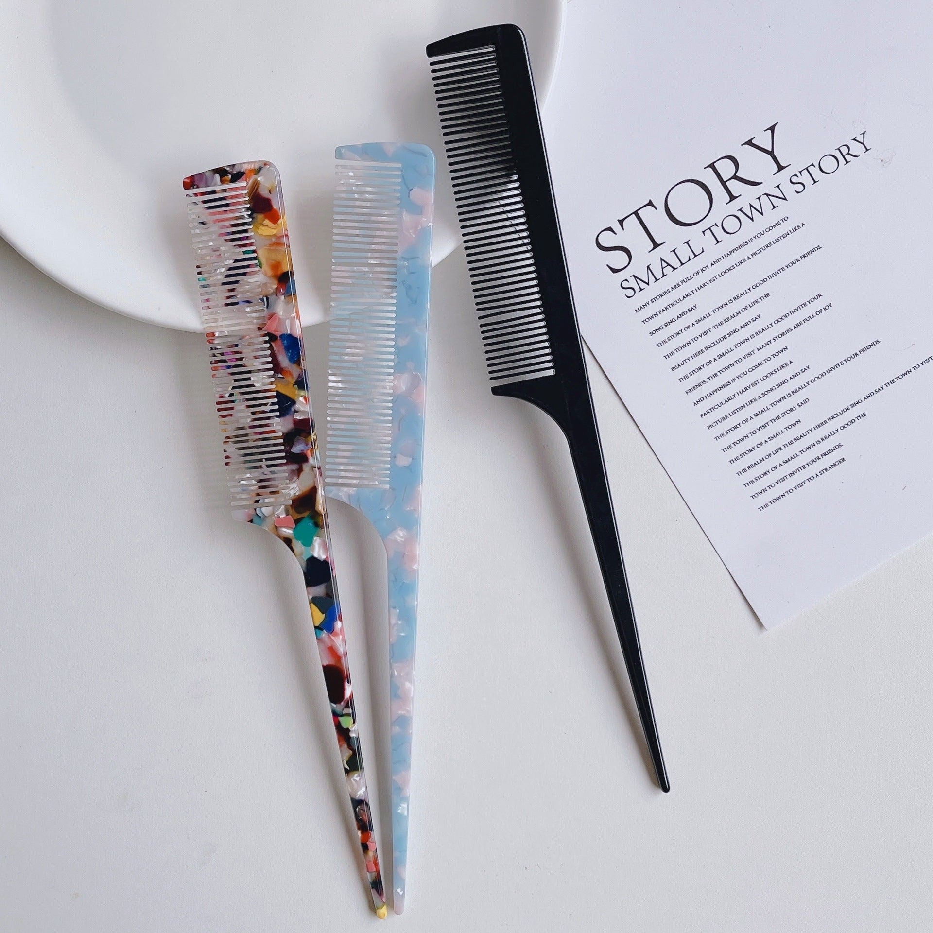 Fashion Acetate Hairdressing Comb for Long Hair - Pointed Tail, Anti-Static Dense Teeth