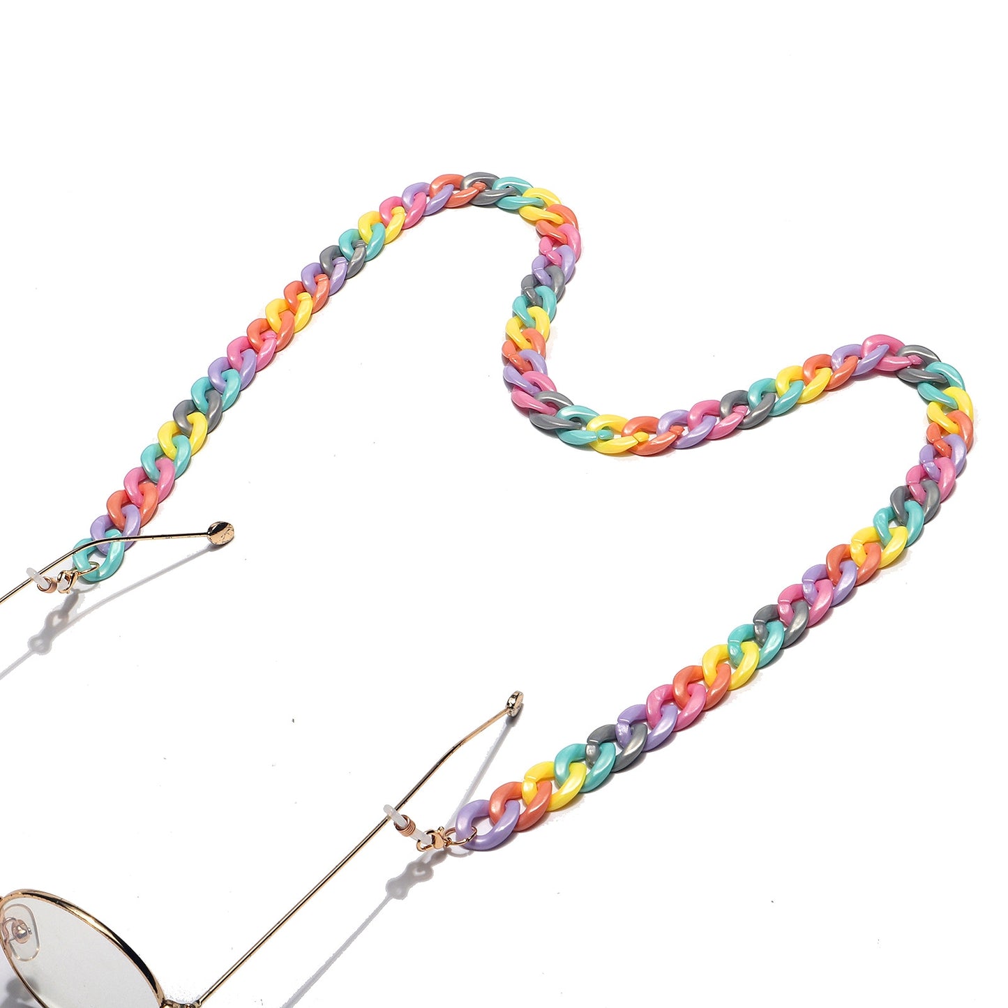 Acrylic Pearl Luster Multicolor Concave Mask & Eyeglass Chain