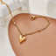 Fashion Adjustable Heart Pendant Rhinestone Stainless Steel Anklet Bracelet