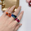 Fashion Adjustable Open Acrylic Acetate Marble Pattern Ring Set