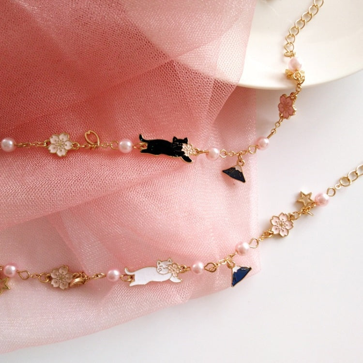 Kawaii Floral Mountain Pearl Charm Bracelet