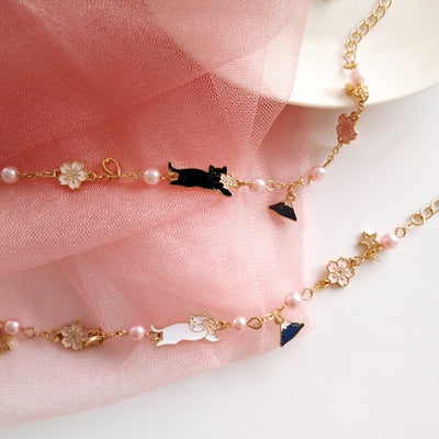 Kawaii Floral Mountain Pearl Charm Bracelet