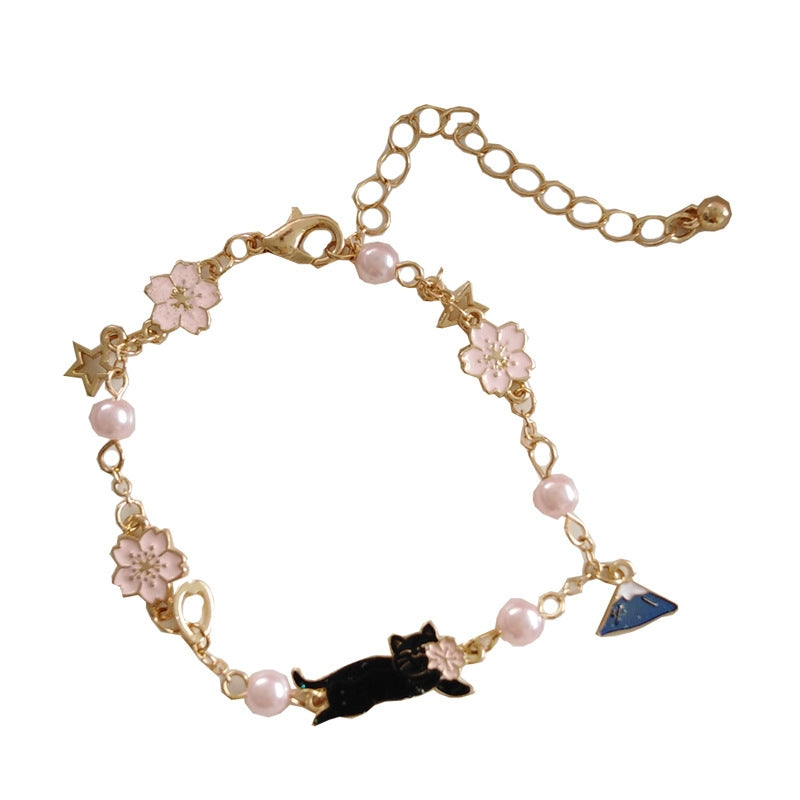 Kawaii Floral Mountain Pearl Charm Bracelet