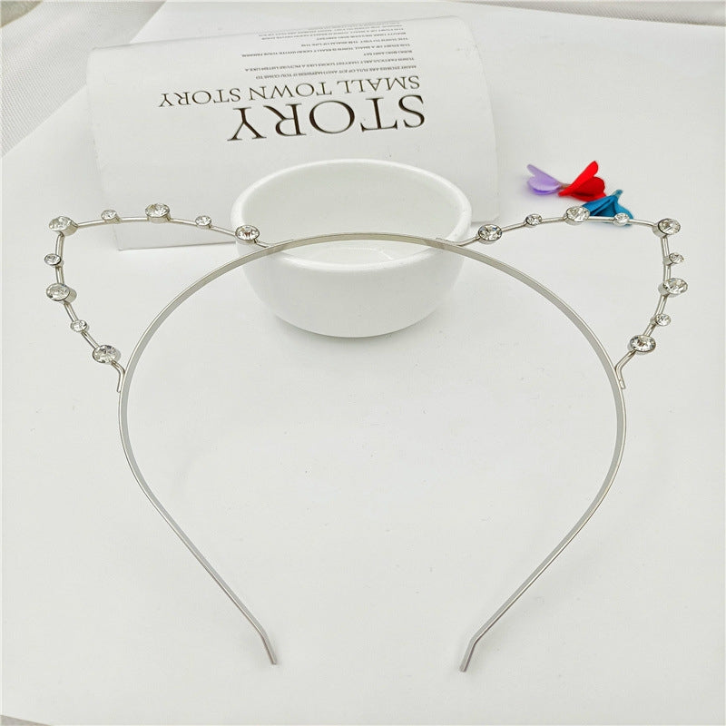 Fashion Rhinestone Cat Ear Pearl Hairband