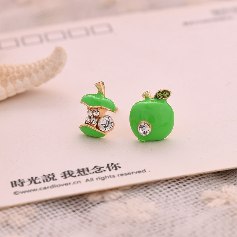 Asymmetric Rhinestone & Pearl Butterfly Stud Earrings - Korean Fashion Trend