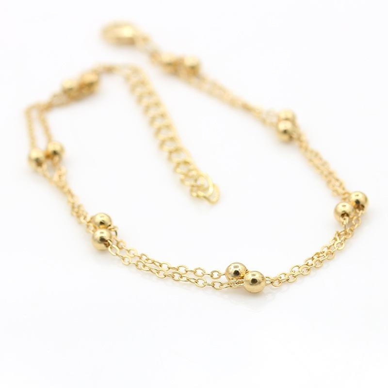 Fashion Double Layer Beaded Chain Women's Anklet