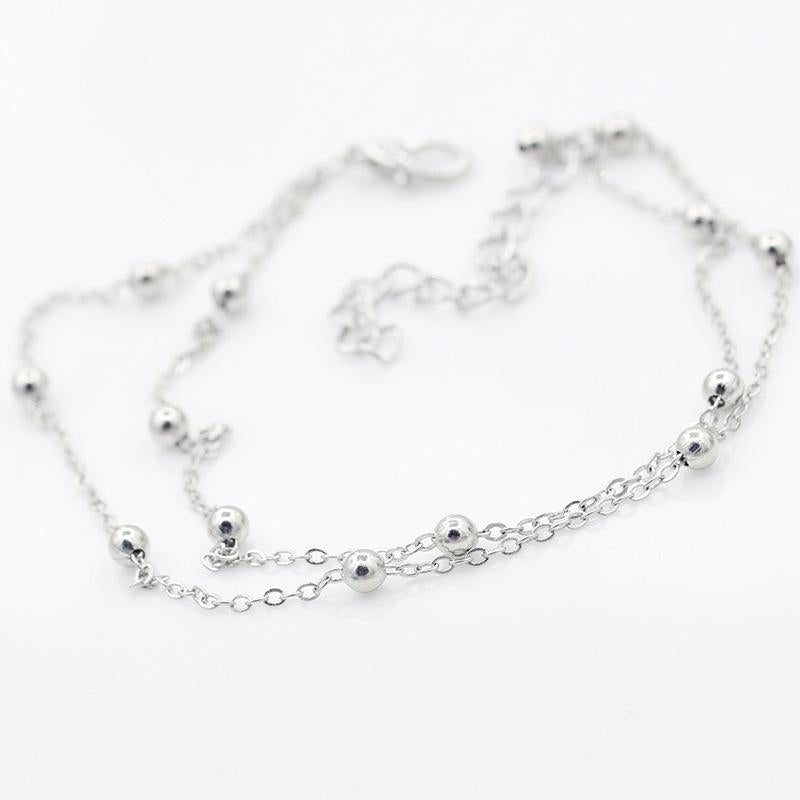 Fashion Double Layer Beaded Chain Women's Anklet