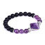 Amethyst and White Crystal Pyramid Cut Matte Black Agate Bracelet