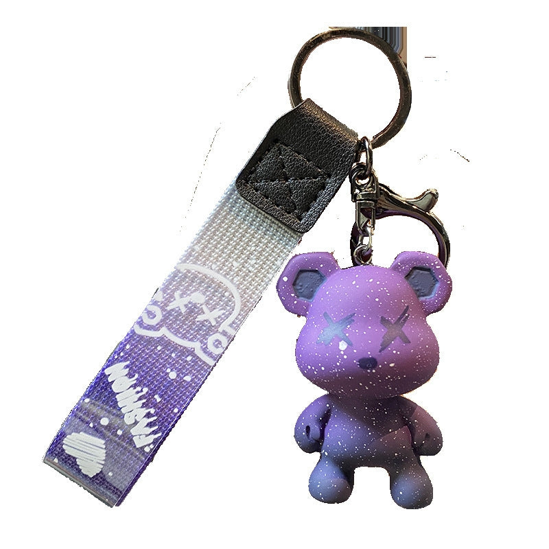 Colorful Chameleon Bear Resin Metal Keychain Pendant for Bags and Cars