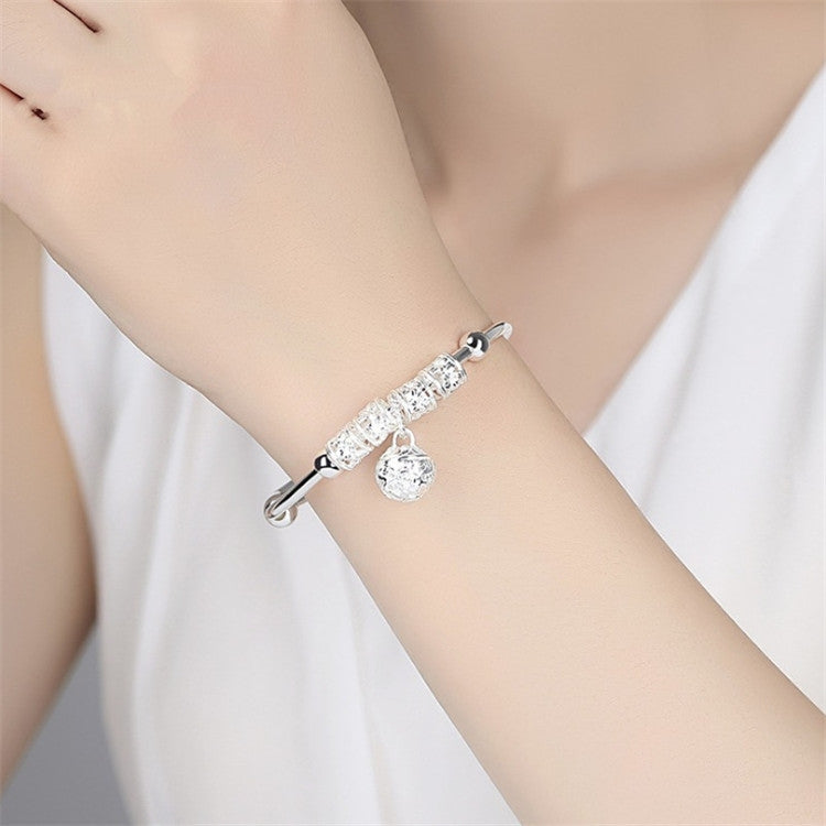 Silver Plated Bell Charm Women's Bangle Bracelet