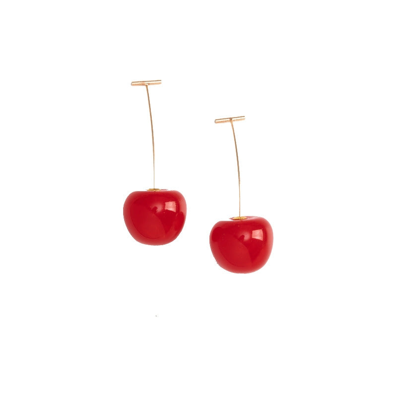 Korean Cherry Berry Long Earrings for Women - Cute Summer Studs