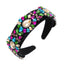 Fashion Black Velvet Rhinestone Wide-Brim Headband