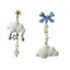 Fashion Bow Knot Asymmetric Cloud Tassel Earrings with S925 Silver Needle