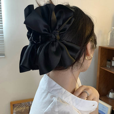 Elegant Satin Bow Hair Claw Clip for Women