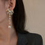 Fashion Bowknot Pearl Tassel Earrings with s925 Silver Needle