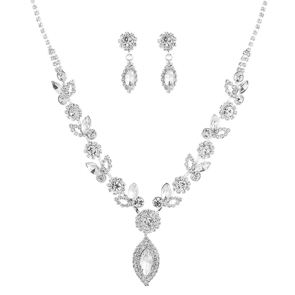 Fashion Crystal Flower Bridal Jewelry Set - Wedding Necklace and Accessories