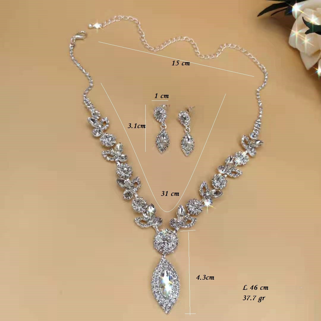 Fashion Crystal Flower Bridal Jewelry Set - Wedding Necklace and Accessories