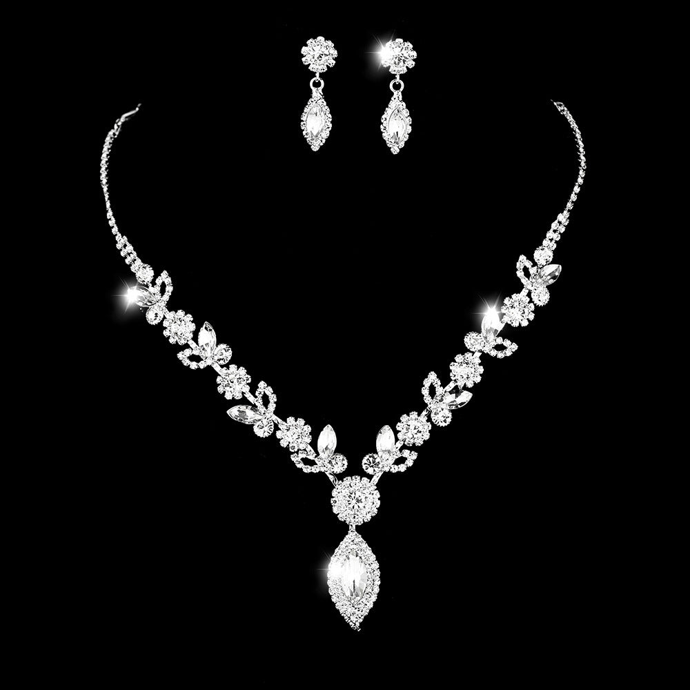 Fashion Crystal Flower Bridal Jewelry Set - Wedding Necklace and Accessories