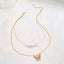 Fashion Butterfly Enamel Pearl Layered Necklace for Women