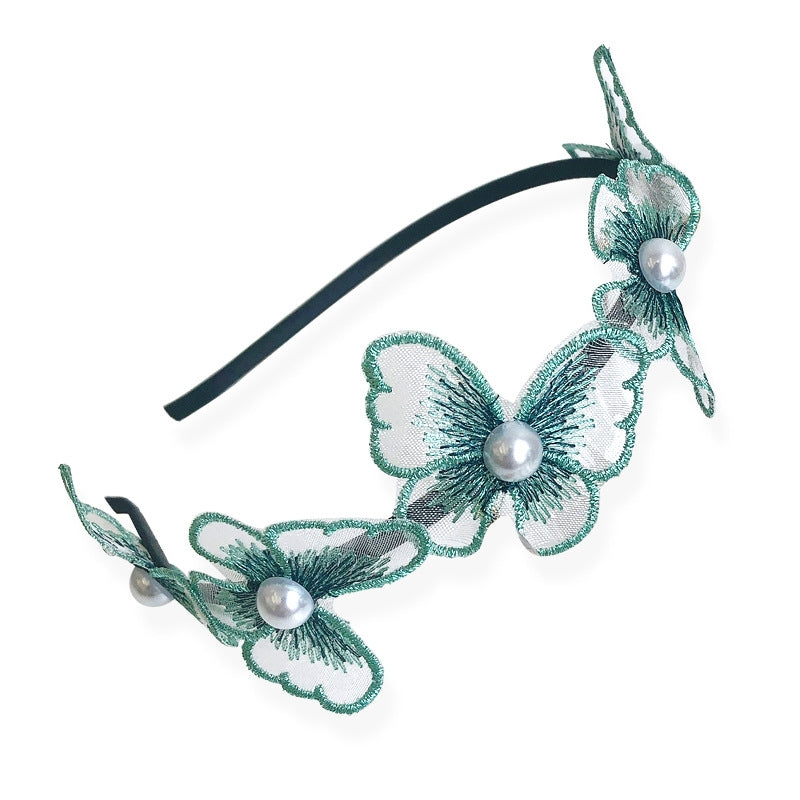 Fashion Butterfly Lace Inlay Pearl Hairband