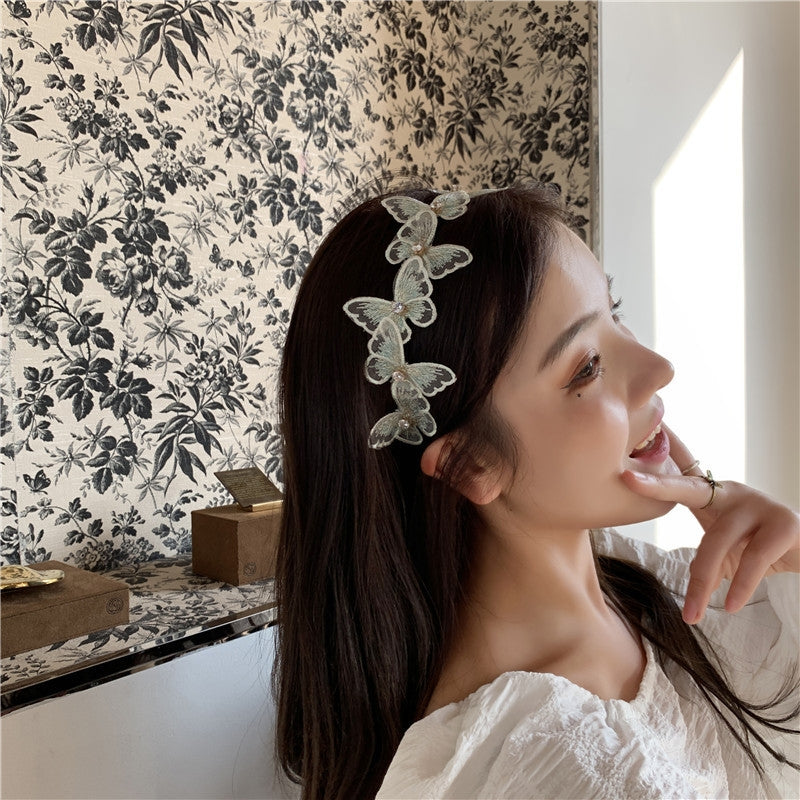 Fashion Butterfly Lace Inlay Pearl Hairband