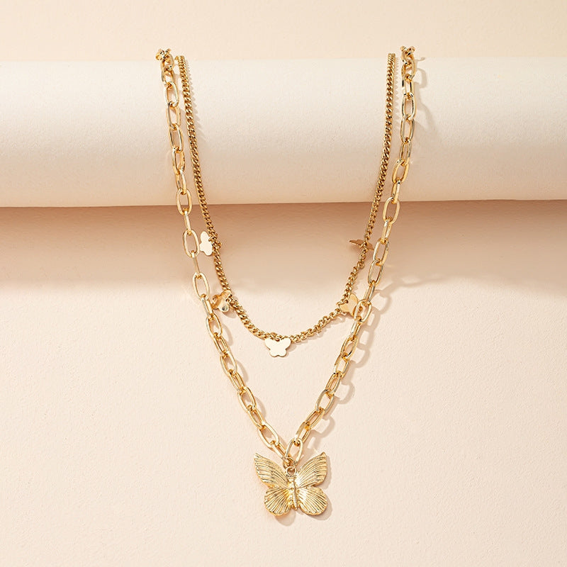 Fashion Butterfly Alloy Plating Layered Necklaces