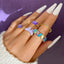 Fashion Butterfly Rhinestone Adjustable Women's Ring Set - 7 Pieces