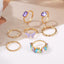 Fashion Butterfly Rhinestone Adjustable Women's Ring Set - 7 Pieces