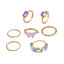 Fashion Butterfly Rhinestone Adjustable Women's Ring Set - 7 Pieces