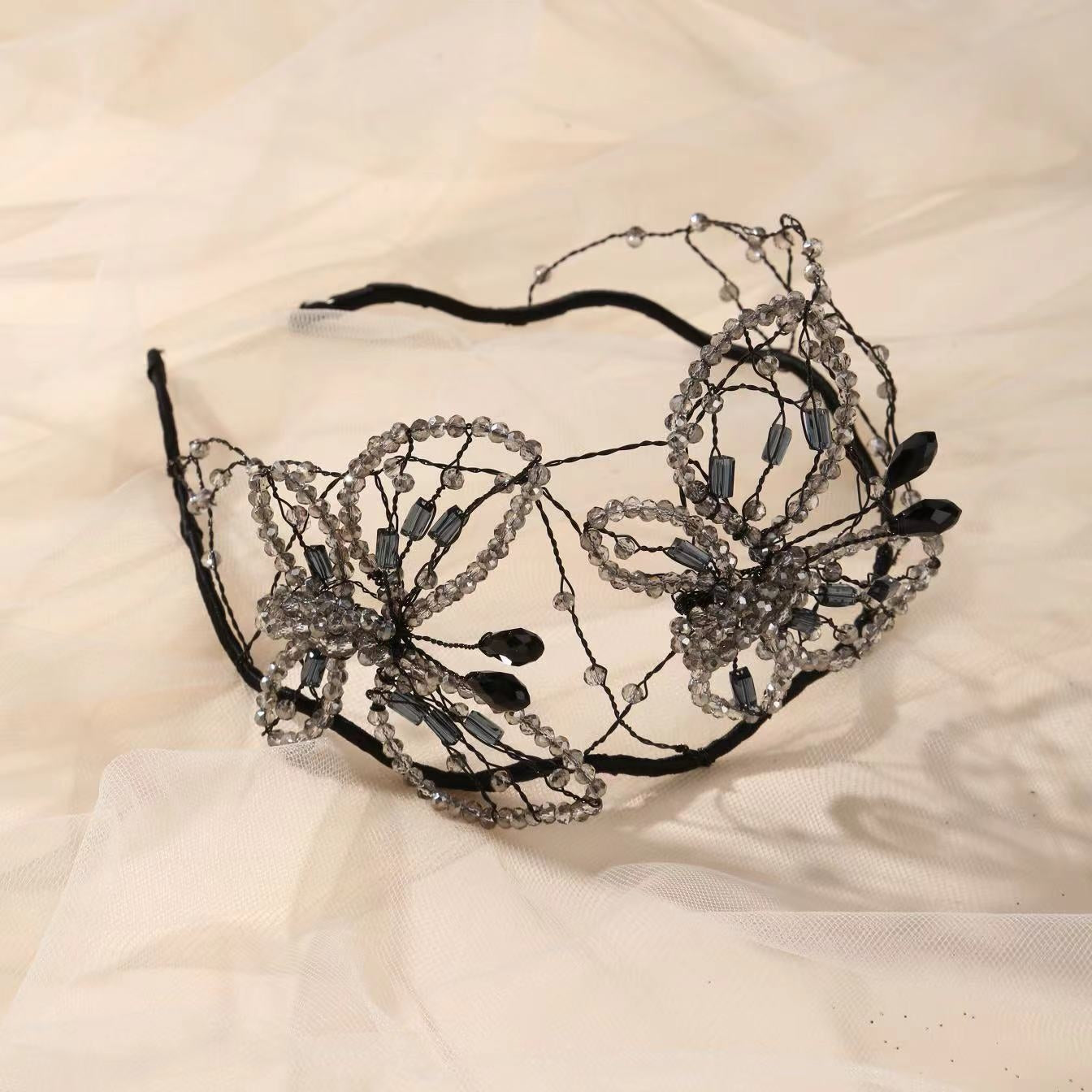 Handcrafted Crystal Beaded Butterfly Hairband for Women