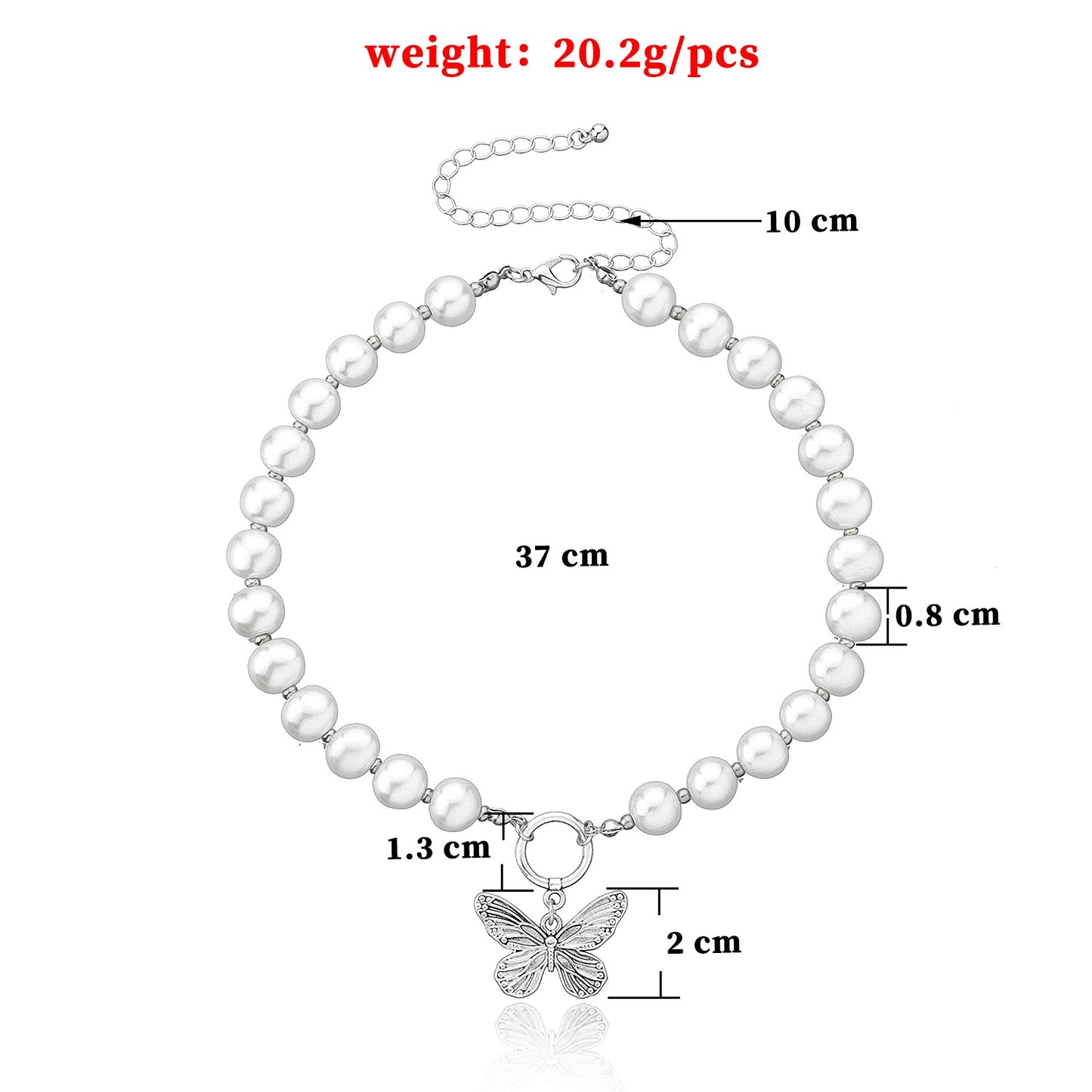 Vintage Butterfly Pendant Necklace with Imitation Pearl and Alloy Plating