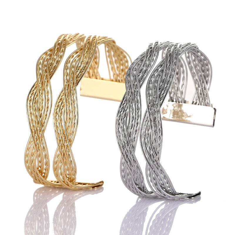 Fashion C Shape Alloy Braided Women's Bangle Bracelet