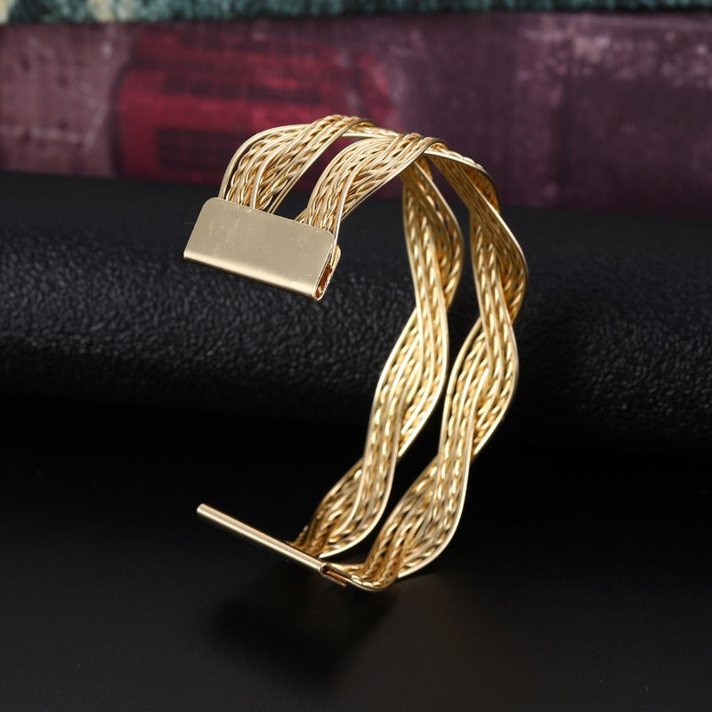 Fashion C Shape Alloy Braided Women's Bangle Bracelet