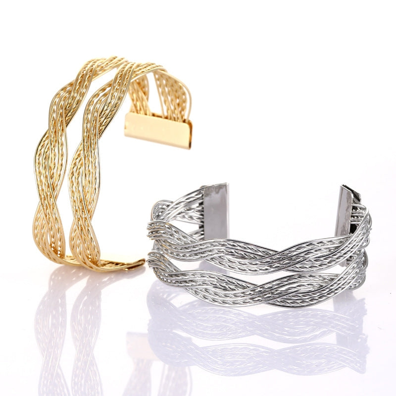 Fashion C Shape Alloy Braided Women's Bangle Bracelet